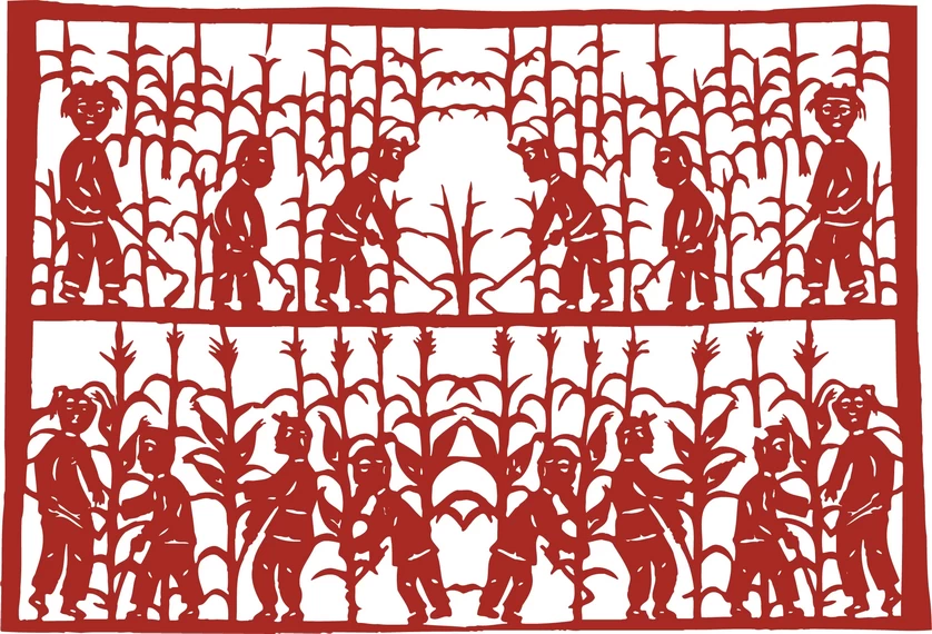 中国风中式传统喜庆民俗人物动物窗花剪纸插画边框AI矢量PNG素材【1933】